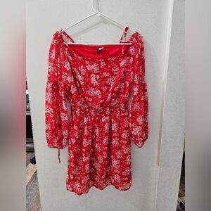 Red floral dress